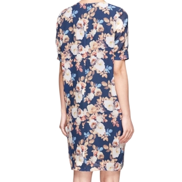 J.Crew 100% Silk Floral Dress Blue Shift Size 6 - Picture 4 of 15